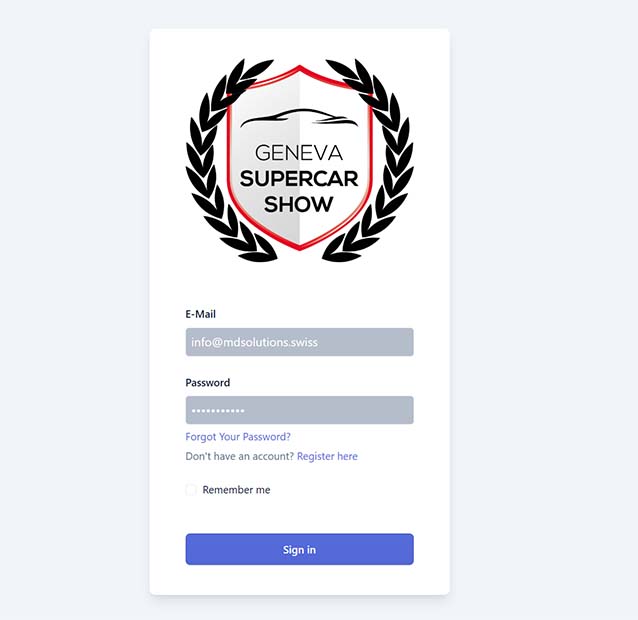 Geneva Supercar Show Registration and Access Platform